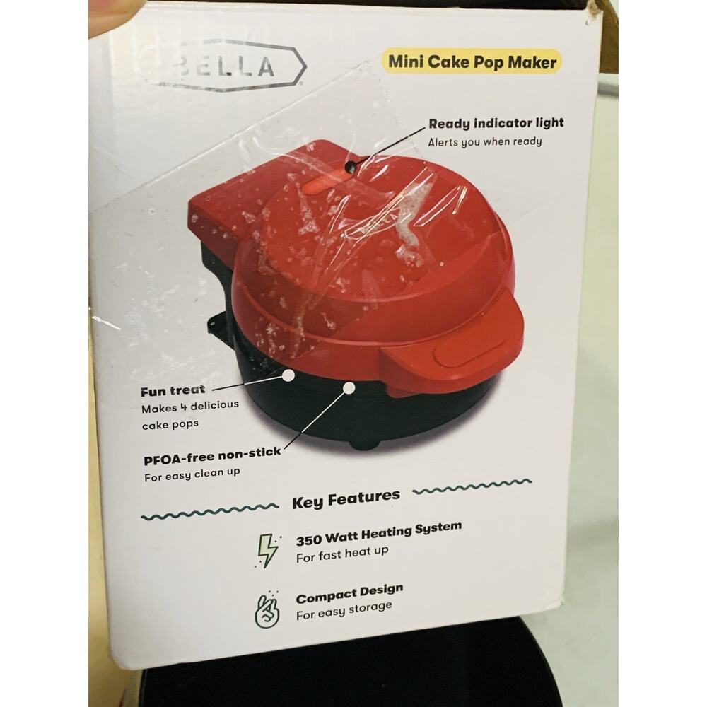 Bella Mini Cake Pop Maker Red Nonstick Cooking Tested - Picture 8 of 8